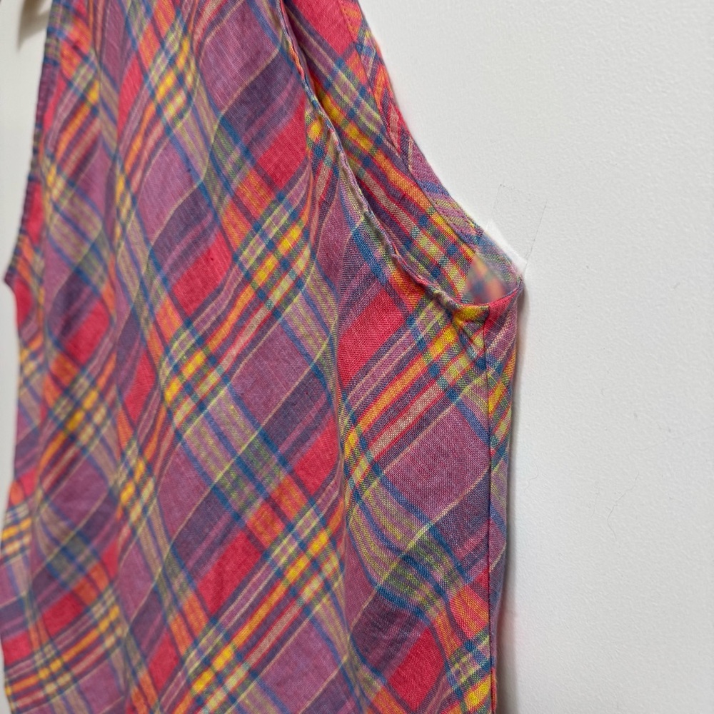J. Crew Sunset Plaid Amber Linen Top - Picture 4 of 12